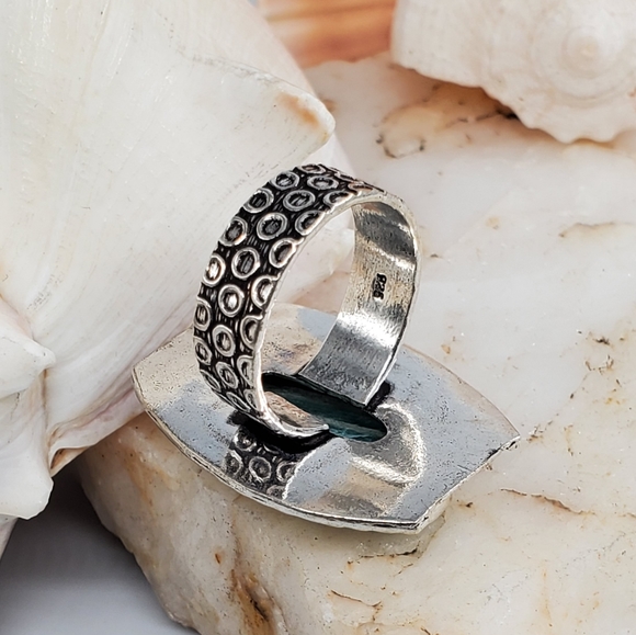 Genuine Amazonite Stone 925  Silver Ring - Picture 3 of 6